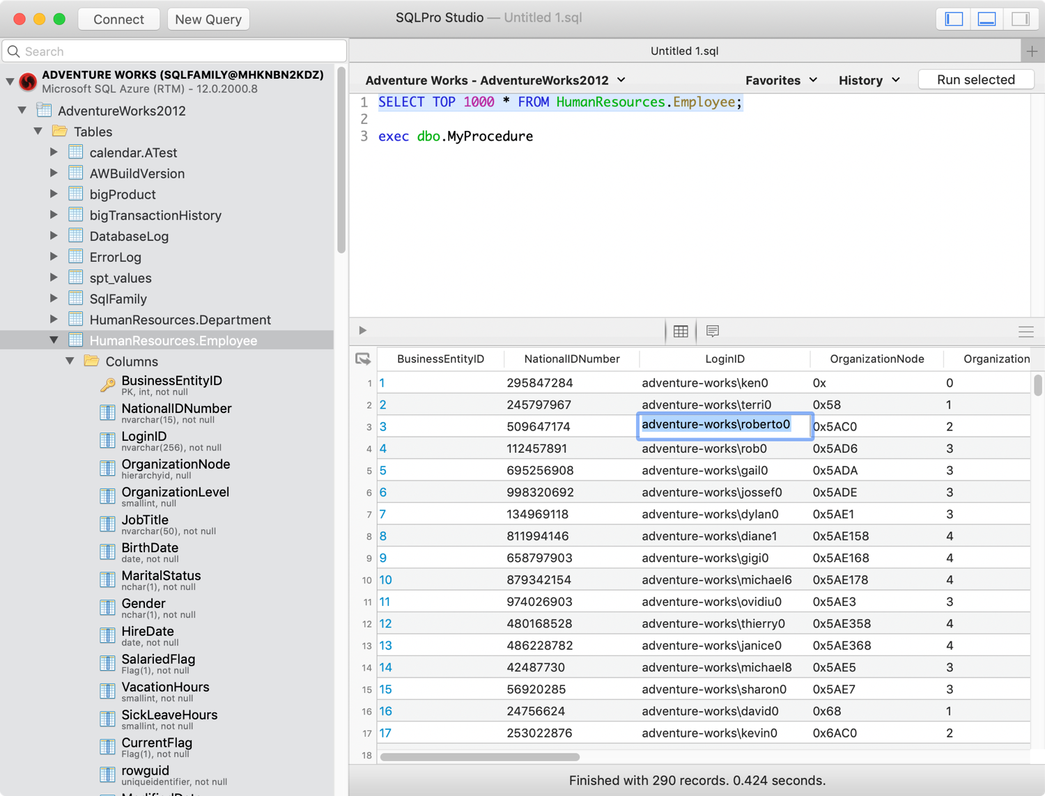 SQLPro Studio table structure editor